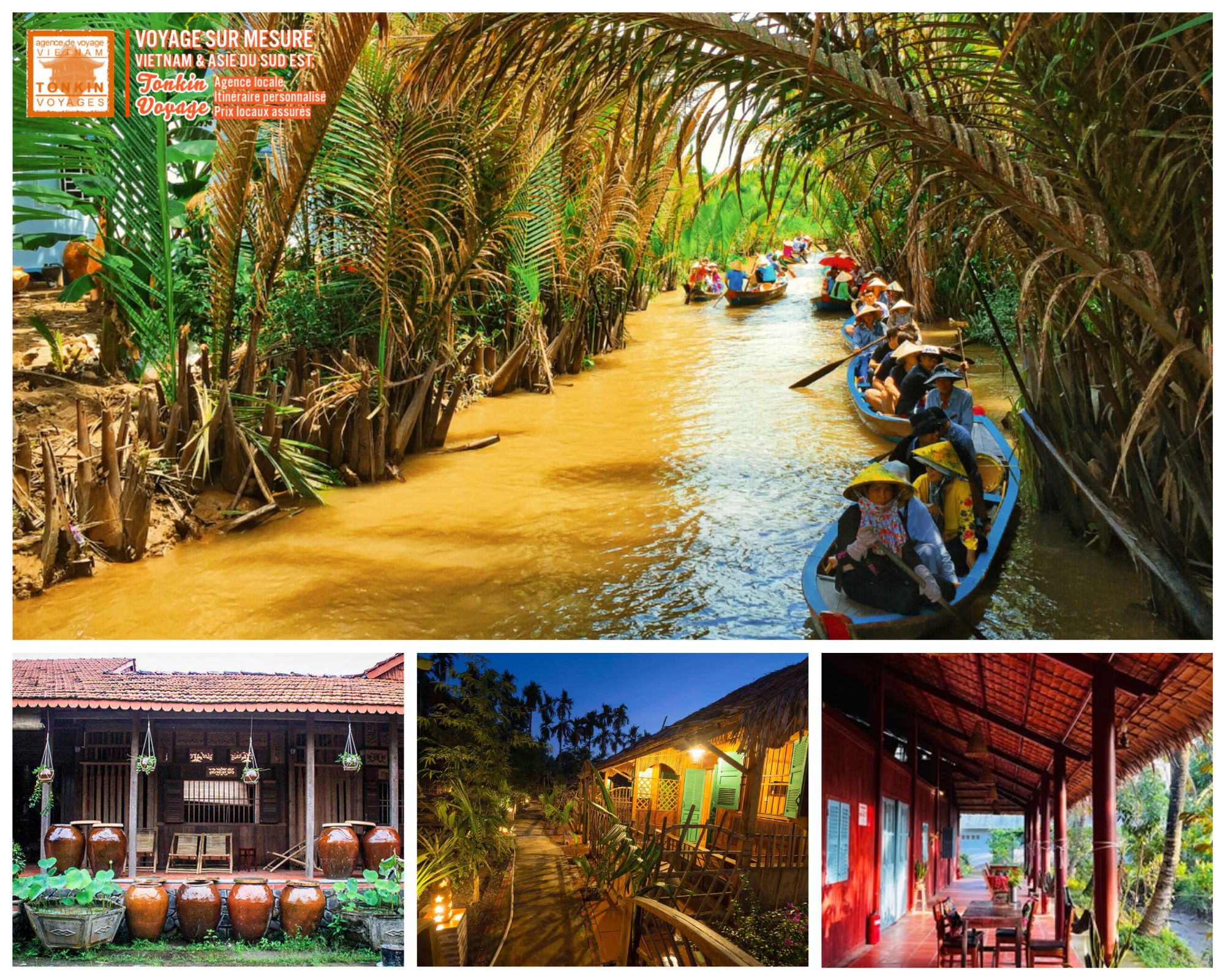 Comment choisir l'h&eacute;bergement de caract&egrave;re au M&eacute;kong Vietnam gistes, lodges, maisons riveraines 