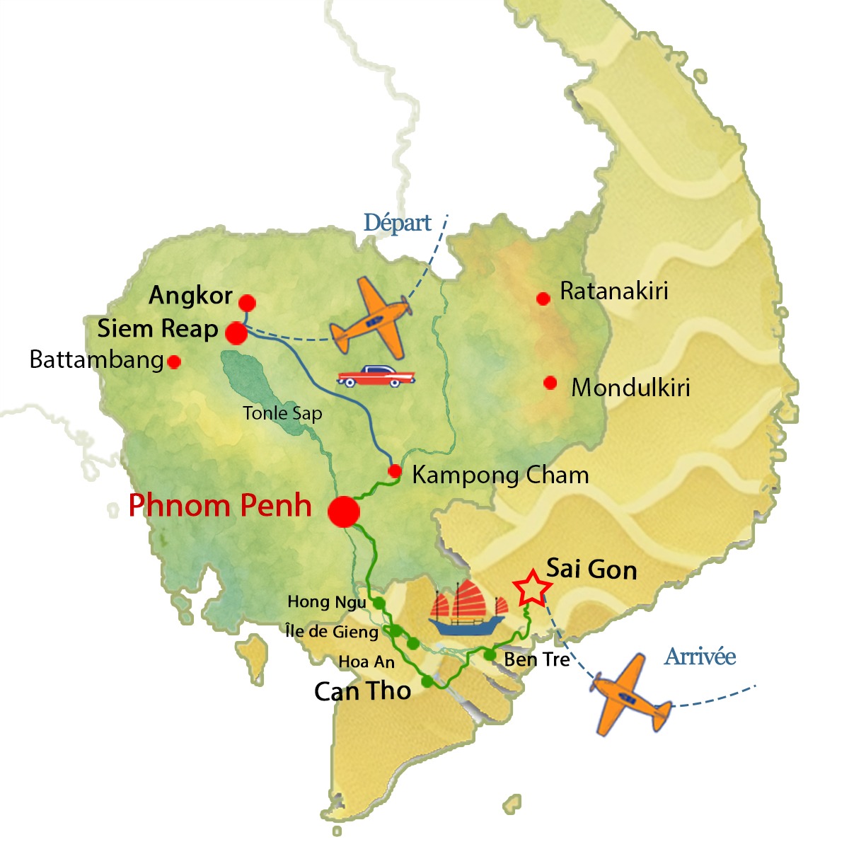 Croisi&egrave;re de luxe au fil du M&eacute;kong &agrave; bord du bateau haut de gamme Princess avec l'agence locale francophone Tonkin Voyage